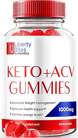 NutraRize - Liberty Bites Gummies Keto ACV – Suplemento Natural de ACV Keto, 1000MG de Vinagre de Maçã + Vitaminas B, Fórmula Gummy ACV, Avaliações Oficiais LibertyBites (60 Gummies)