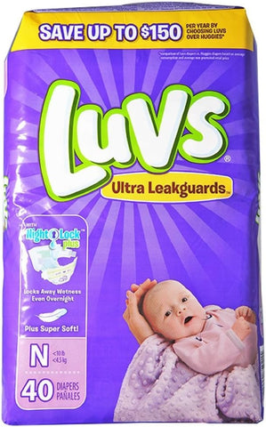 Fraldas Luvs Newborn Ultra Leakguards, 40 unidades – Absorção máxima para recém-nascidos