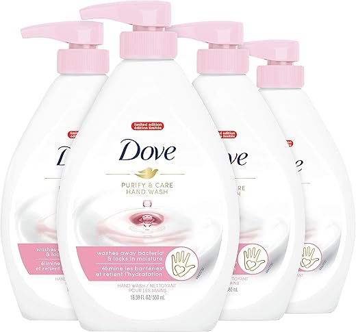Sabonete Líquido Dove Higiene e Cuidado Para as Mãos Pêssego Branco e Chá Elimina Bactérias e Hidrata 530 ml 4 Unidades