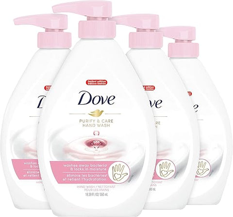 Sabonete Líquido Dove Higiene e Cuidado Para as Mãos Pêssego Branco e Chá Elimina Bactérias e Hidrata 530 ml 4 Unidades