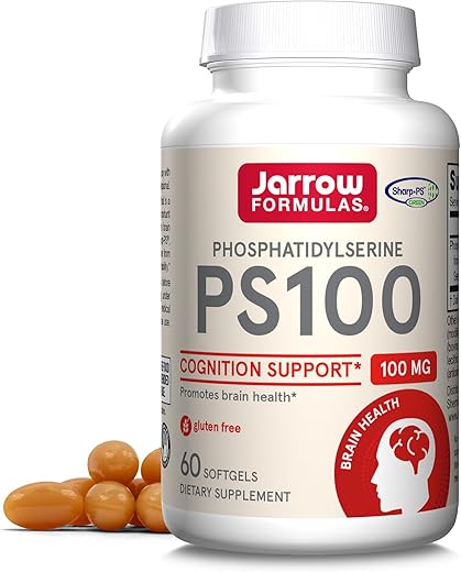 PS100 Fosfatidilserina 100 mg, Suporte para Saúde Cerebral e Cognição, 60 Softgels, 20-60 Dias de Fornecimento - Jarrow Formulas