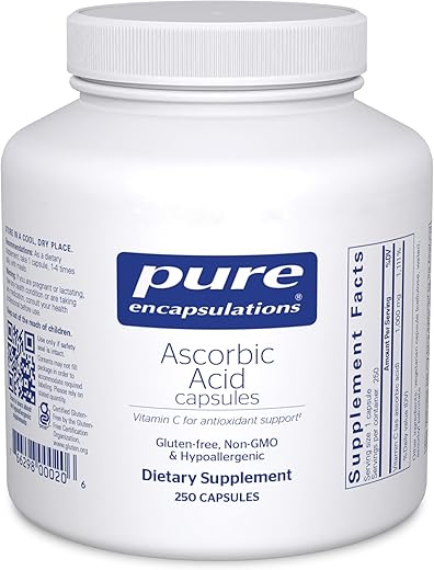 Cápsulas de Ácido Ascórbico – 1.000 mg Vitamina C – Antioxidante - Pure Encapsulations