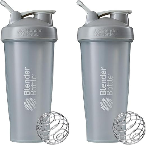 Classic Shaker Bottle 28-Ounce (2 Unidades), Cinza Pedra – Ideal para Shake de Proteína e Pré-Treino – Marca BlenderBottle - BlenderBottle