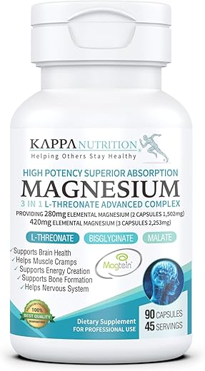 KAPPA NUTRITION - Kappa Nutrition: Magnésio Elemental 420mg, 90 Cápsulas, 2.253mg por Porção
