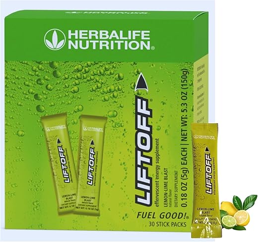 Nutrition LIFTOFF Energy Stick Packs – Limão-Lima Explosão – Bebida Instantânea para Energia Natural, Clareza Mental e Concentração – 30 Unidades (30 Pacotes), Verde - Herbalife