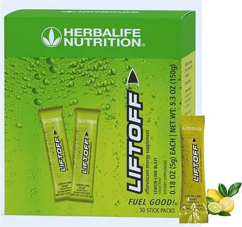 Nutrition LIFTOFF Energy Stick Packs – Limão-Lima Explosão – Bebida Instantânea para Energia Natural, Clareza Mental e Concentração – 30 Unidades (30 Pacotes), Verde - Herbalife