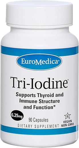 Euromedica - EuroMedica Tri-Iodine 6.25mg – 90 Cápsulas | Iodeto de Potássio, Iodeto de Sódio | Marca EuroMedica