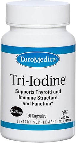 Euromedica - EuroMedica Tri-Iodine 6.25mg – 90 Cápsulas | Iodeto de Potássio, Iodeto de Sódio | Marca EuroMedica