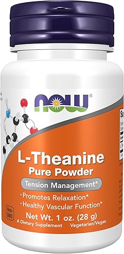 Suplementos, Pó Puro de L-Teanina, Gerenciamento de Tensão, Aminoácido, 28g - NOW Foods