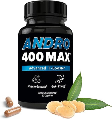 Andro400 - Max Natural T Support – Suplemento para Homens com Tongkat Ali – 60 Cápsulas – Fabricado nos EUA