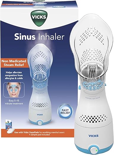 Inalador de Vapor Nasal Vicks Personal, Alívio Rápido e Direcionado para Alergias, Sinusite, Tosse e Congestão. Use com Vicks VapoPads para Conforto Extra Soothing