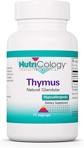 Thymus – Suplemento de Tecido de Timo, Extrato Glandular, 1000mg de Glândula de Timo Crua, Ovina, Liofilizada, Hipoalergênica – 75 Unidades - Nutricology