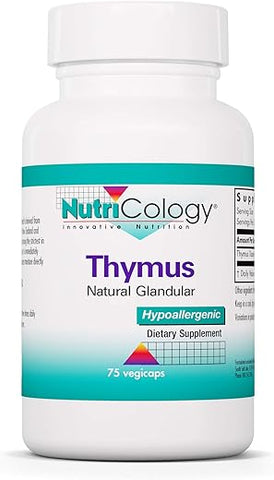 Thymus – Suplemento de Tecido de Timo, Extrato Glandular, 1000mg de Glândula de Timo Crua, Ovina, Liofilizada, Hipoalergênica – 75 Unidades - Nutricology