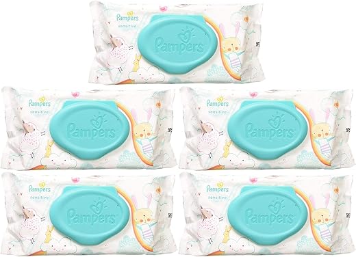 Lenços Umedecidos Sensitive – 56 unidades, Pacote com 5 – Marca Pampers - Pampers