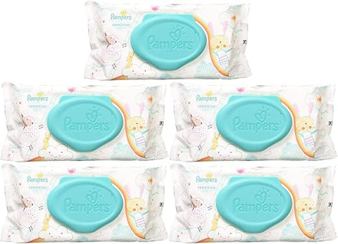 Lenços Umedecidos Sensitive – 56 unidades, Pacote com 5 – Marca Pampers - Pampers