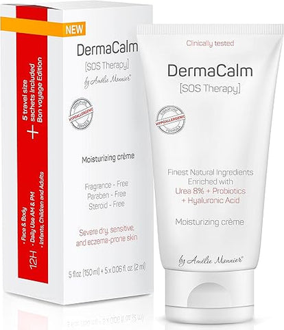 Amélie Monnier - DermaCalm SOS Therapy – Tratamento Clínico para Pele Seca, Eczema, Psoríase e Dermatite – Ureia 8%, Probióticos com Melhores Ingredientes Naturais – Alívio para Pele Ressecada, Coceira e Descamação. Adultos