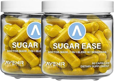 Avenir Nutrition - Sugar Ease – Suplemento Premium de Berberina, Vinagre de Maçã, Canela – Suporta a Função Cardiovascular e Gastrointestinal, Cápsulas de Nutrientes Orgânicos de Canela, 120 Cápsulas