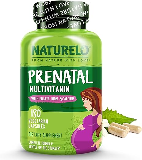 Prenatal Multivitamínico com Ferro Quelato Suave, Metilfolato e Cálcio Vegetal – Marca NATURELO - NATURELO