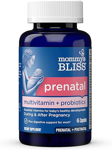 Mommy's Bliss - Mommy’s Bliss – Multivitamínico Probiótico Pré-Natal para Mulheres c/ Ácido Fólico, Apoia o Desenvolvimento do Bebê