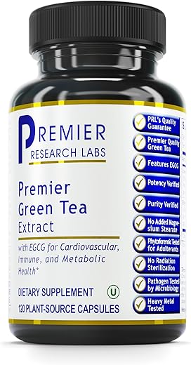 Extrato de Chá Verde Premier – Cápsulas de Chá Verde, Comprimidos de Extrato de Chá Verde, Suplemento de Chá Verde com ECGC, Camellia Sinensis, Puro, Vegano – 120 cápsulas - Premier Research Labs