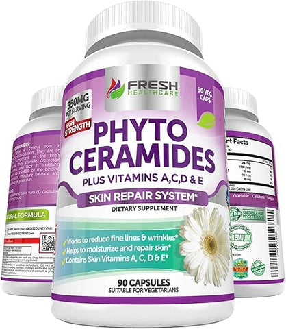 FRESH HEALTHCARE - Phytoceramides – 3 Meses de Fornecimento – Vitaminas A,C,D para a Pele