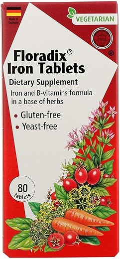 FLORA Iron Floradix, 80 CT – Suplemento de Ferro em forma líquida, 80 ml