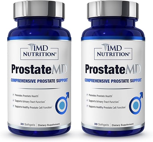 ProstateMD – Suporte para Próstata com Saw Palmetto | Trato Urinário e Urgência Frequente no Banheiro | 60 Softgels (2-Pack) - 1MD Nutrition