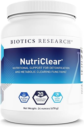 NutriClear® – Pó. Suporte Nutricional para Desintoxicação e Limpeza Metabólica. Composição Corporal Saudável. Glutationa. 17g Ervilha Orgânica, Cadeia Média - Biotics Research