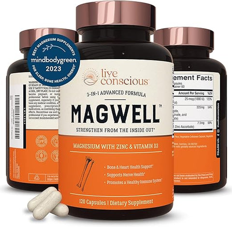 Magwell Magnésio Zinco – Suporte Nutricional para Saúde e Bem-Estar - Live Conscious