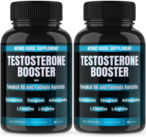 Dr. Emy's - Dr. Emy’s – Booster de Testosterona (2 Unidades) – Tongkat Ali Fadogia Agrestis Óxido Nítrico Ashwagandha para Homens com L Arginina Citrulina Fenugreek – Turkesterone Pré-Treino – 100% Natural e Potente