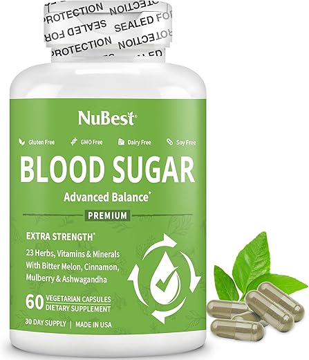Blood Sugar – Fórmula Avançada com Melão Amargo, Ashwagandha, Canela, Cromo, Magnésio, Vitaminas, Ácido Alfa Lipóico, Pimenta Caiena | Nutrição Saudável - NuBest