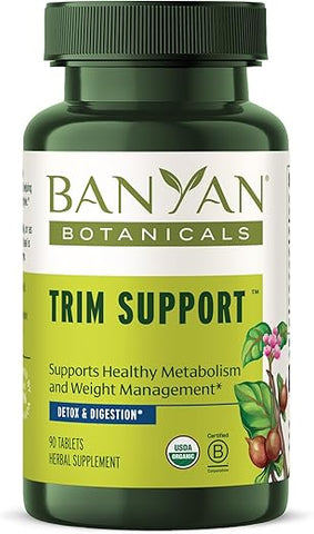 Trim Support – Suplemento Orgânico para Perda de Peso – Suporte Natural ao Metabolismo com Triphala, Guggulu – 60 cápsulas - Banyan Botanicals