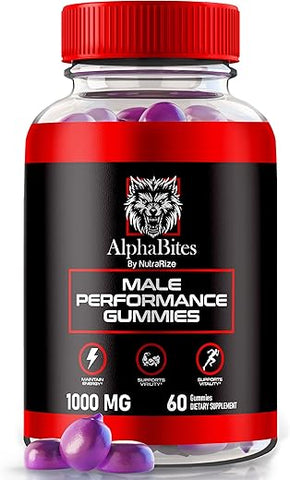 NutraRize - AlphaBites – Gomas Alpha Bites para Homens, Gomas Masculinas Premium AlphaBites, Fórmula Diária de Saúde para Apoiar a Saúde Geral, Avaliações Oficiais do Suplemento (60 Gomas)