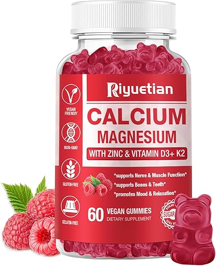 Riyuetian - Gomas de Cálcio Magnésio Zinco com Vitamina D3, Alta Absorção de Zinco para os Ossos – Marca: [Nome da Marca]