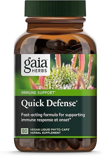 Quick Defense – Suplemento de Suporte Imunológico de Ação Rápida para Uso no Início dos Sintomas – com Equinácea, Sabugueiro Negro, Gengibre – Marca Gaia Herbs - Gaia Herbs