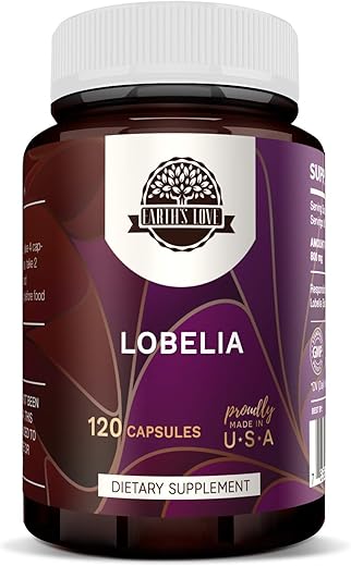 HerbEra - Earth’s Love – Lobelia 120 Cápsulas, 500 mg, Lobelia (Lobelia spp.) Erva Seca de Cultivo Responsável (120 Cápsulas)