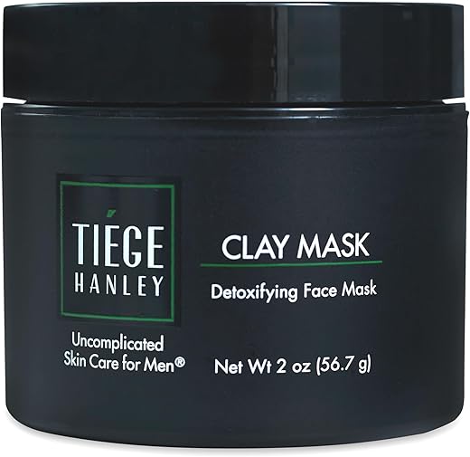 Máscara Facial de Argila Detoxificante para Homens, 2 Oz (1-Pack) – Máscara de Carvão Ativado para Limpeza Profunda dos Poros com Argila Natural de Caulim Absorve o Excesso de Óleo - Tiege Hanley