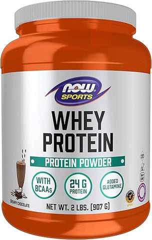 Sports Nutrition Whey Protein 24g BCAAs Chocolate Cremoso 2 Libras - NOW Foods