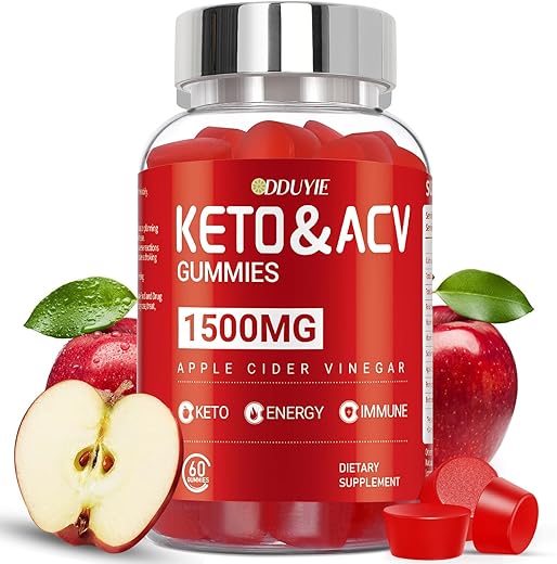 DDUYIE - (1 Pacote) Gomas de Vinagre de Maçã | Gomas de ACV Keto para Energia com Vitamina B6 | Marca Apple Cider Vinegar Gummies