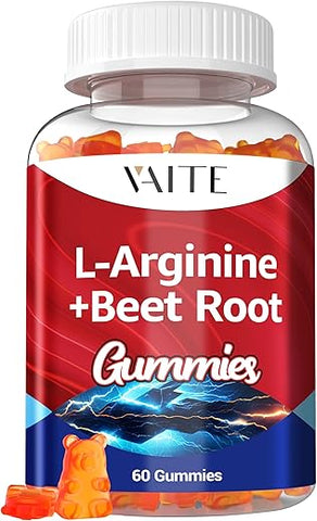 VAITE - L Arginine 1000mg Gomas de Beterraba – Dupla Potência, Estímulo Energético, Suporte à Circulação e Resistência, Suplemento Orgânico de Beterraba Mastigável para Homens e Mulheres, Vegano