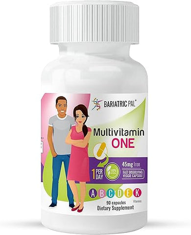 Multivitamínico ONE 1 por Dia! Cápsula de Multivitamínico Bariátrico com 45mg de Ferro (90 Unidades) - BariatricPal