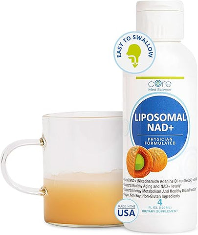 Liposomal NAD Líquido, 118 ml – Alternativa NMN ou Ribosídeo de Nicotinamida – Suporte ao Envelhecimento Saudável - Core Med Science