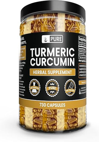 PURE ORIGINAL INGREDIENTS - Cápsulas de Cúrcuma Curcumina 730 Ingredientes Puros Originais, Sem Preenchedores de Magnésio ou Arroz, Sempre Puro, Verificado em Laboratório