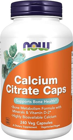Suplementos, Citrato de Cálcio com Vitamina D, Magnésio, Zinco, Cobre e Manganês, 240 Cápsulas Vegetais - NOW Foods