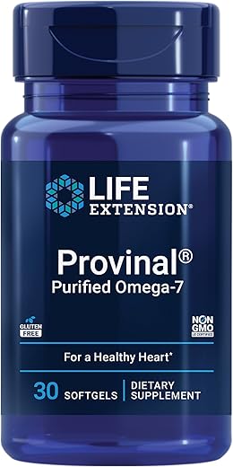 Life Extension - Provinal Ômega-7 Puro – Óleo de Peixe Rico em Ácido Palmitoleico para Saúde Cardíaca – 60 cápsulas de 500mg