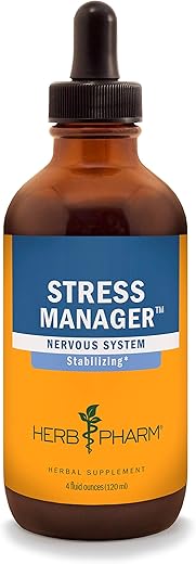 Fórmula Herbal Líquida para Gerenciamento do Estresse com Extratos Líquidos de Rhodiola e Manjericão Sagrado – 4 fl. oz (118 ml) - Herb Pharm