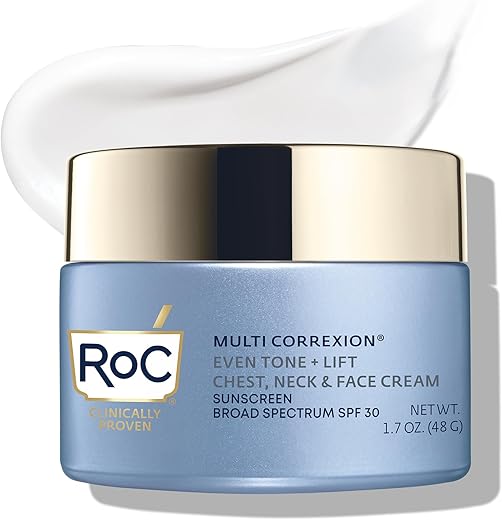 Creme Hidratante RoC Multi Correxion 5 em 1 para Pescoço, Colo e Rosto com FPS 30, Firmeza para o Pescoço e Redução de Rugas, Vitamina E – 50g