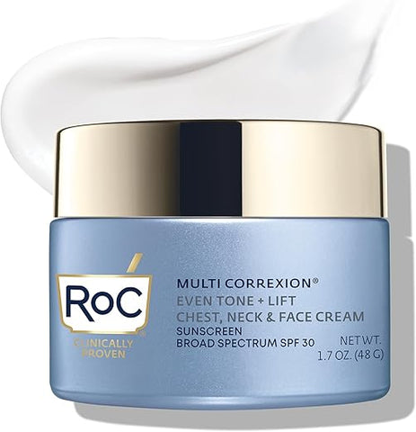 Creme Hidratante RoC Multi Correxion 5 em 1 para Pescoço, Colo e Rosto com FPS 30, Firmeza para o Pescoço e Redução de Rugas, Vitamina E – 50g
