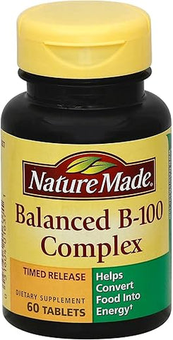 Complexo de Vitaminas B-100 Equilibrado – 60 comprimidos (Pacote com 5) - Nature Made
