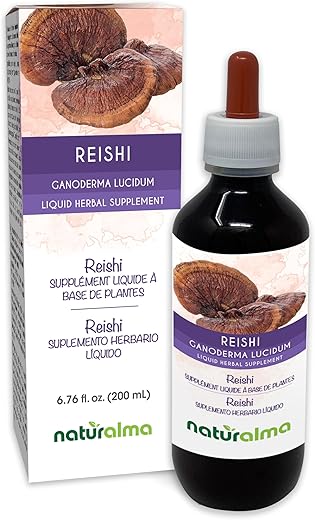 Reishi (Ganoderma lucidum) Tintura sem álcool de cogumelo – Extrato líquido de 200 ml em gotas – Suplemento herbal – Vegano - Naturalma